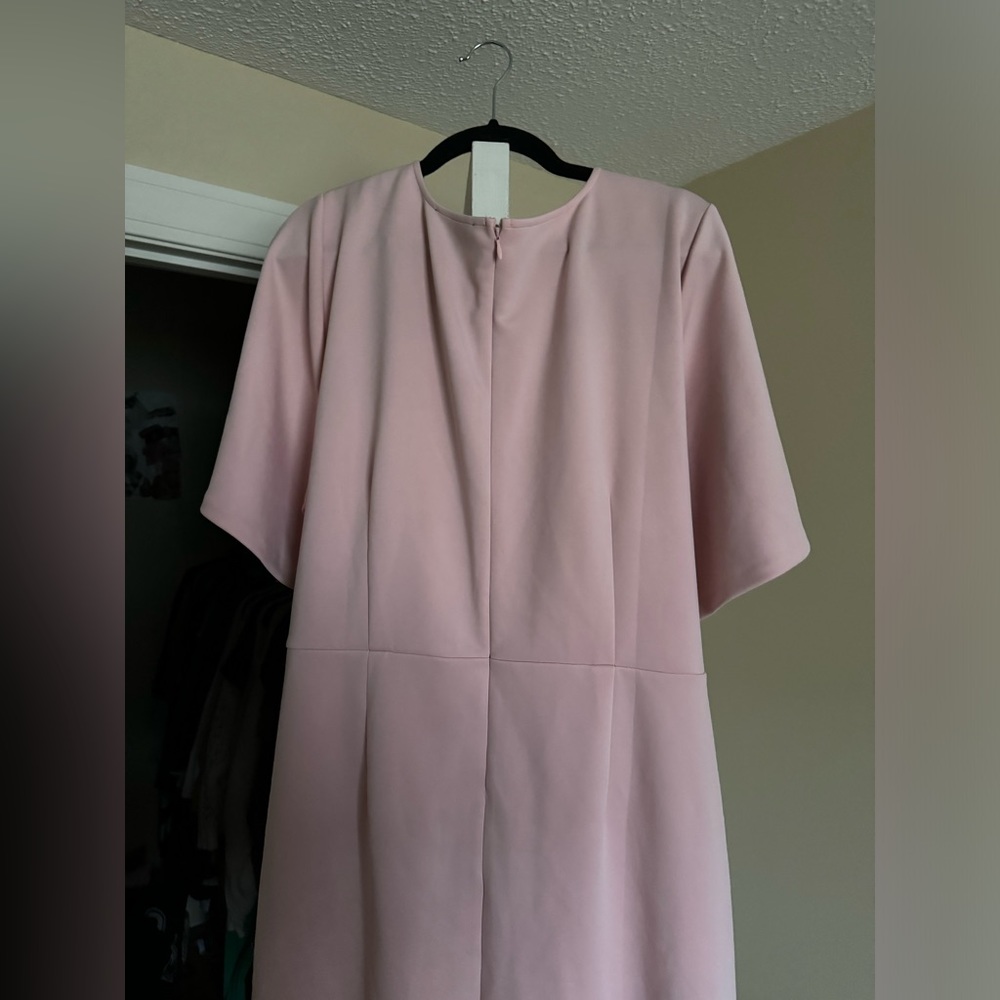 Front Tie Baby Pink Scuba Dress - Picture 2 of 5